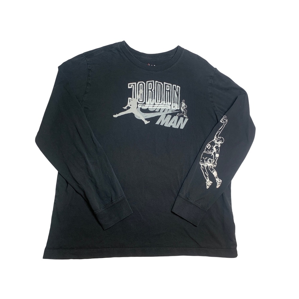 Jordan Jumpman Mens‎ Black Long Sleeve Graphic T-Shirt XL Michael Jordan Sleeve